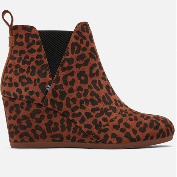 Toms Kelsey Cheetah Print Suede Pull On Chelsea Boots 9 Animal - Picture 1 of 8